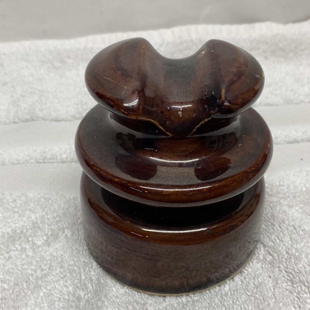 Vintage Brown Glass Pole Insulator (JC)